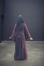 Load image into Gallery viewer, Velvet Gray Simple Elegant Embroidered Dress
