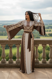 Brown Embroidery Silk Fashion Dress