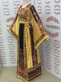Luxury Embroidery  Golden Traditional Palestinian Thobe Machine Made