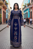 Blue Velvet Embroidery Palestinian Fellahi Thobe