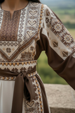 Brown Embroidery Silk Fashion Dress