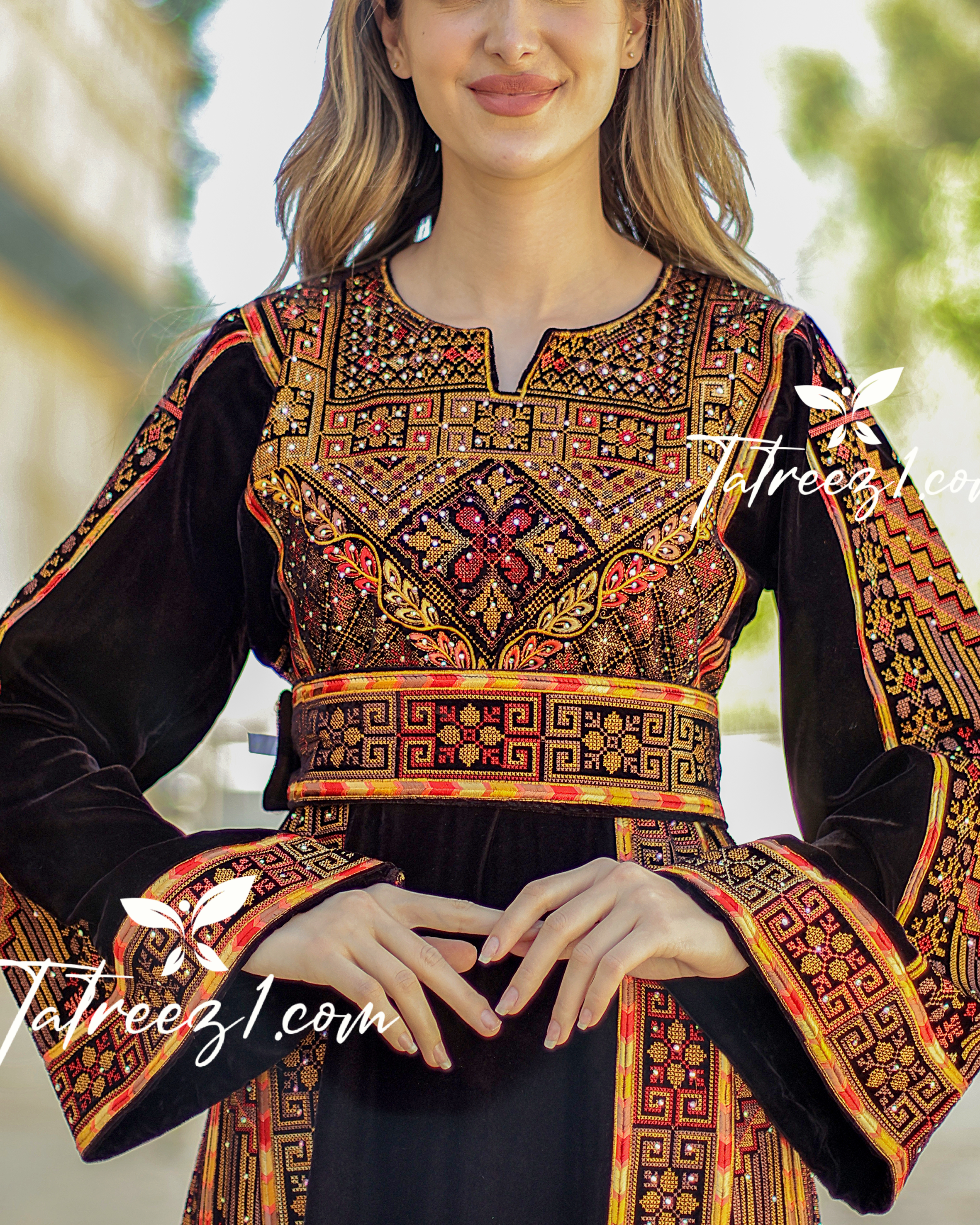 Many Colors Elegant Velvet Embroidery Wide Sleeve Thoub