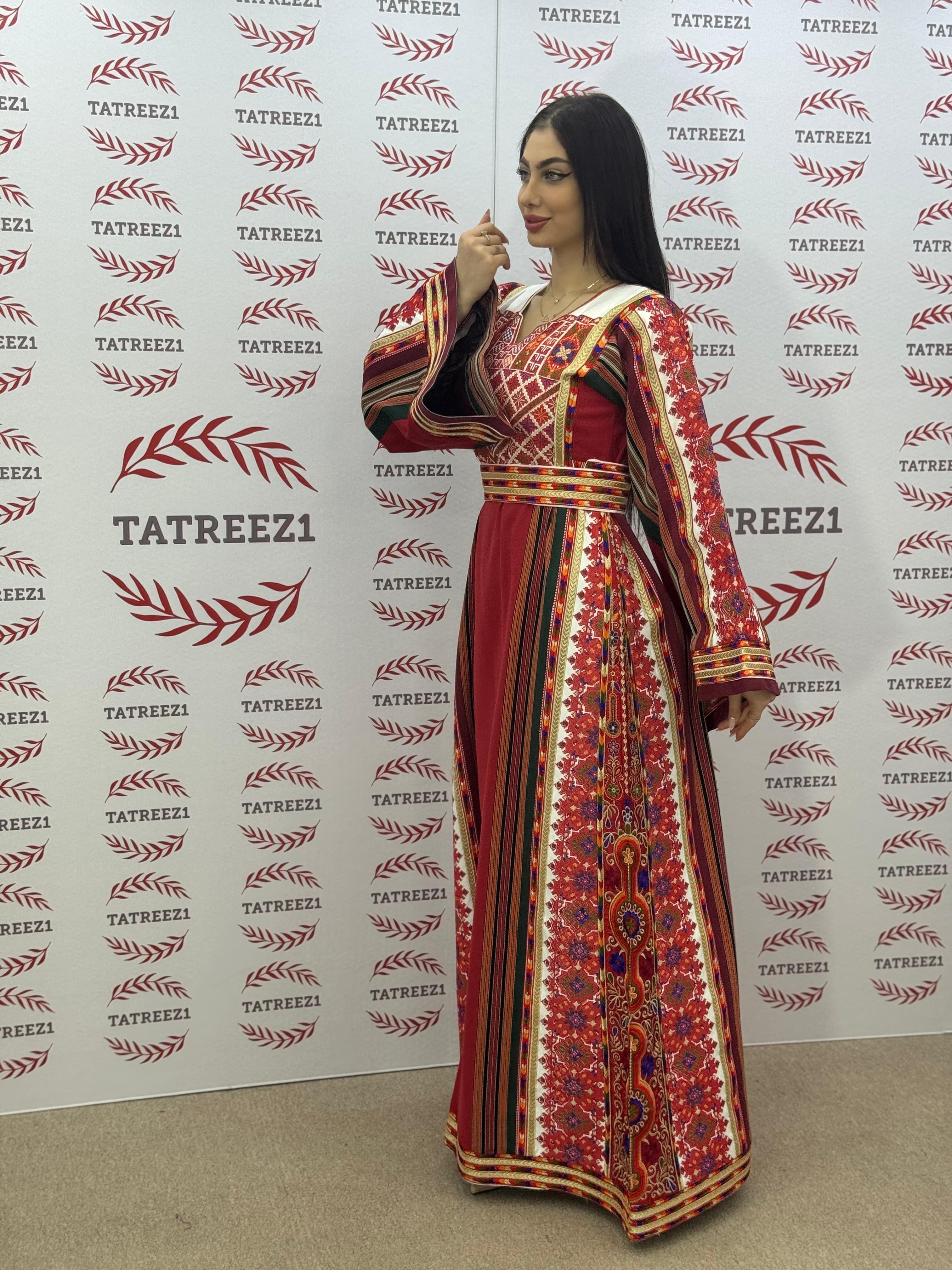 Majdalway Maroon  Embroidered Palestinian Fellahi Thobe
