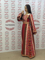 Load image into Gallery viewer, Majdalway Maroon  Embroidered Palestinian Fellahi Thobe
