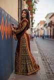 Jennah & Naar Velvet embellished with intricate Qasab (metallic) embroidery.