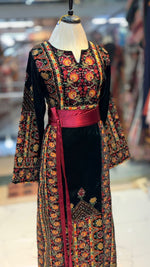 Load image into Gallery viewer, Dark Green Thobe Floral Embroidery
