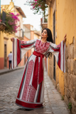 The Ruby Wrap Embroidered Palestinian Thobe with Matching headpiece