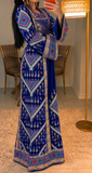 Blue Embroidery Silk Velvet Stone Thobe