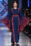 Navy Traditional Multicolor  Embroidered Palestinian Dress