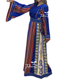 Load image into Gallery viewer, Blue Malacca Majdalway Embroidered Palestinian Fellahi Thobe
