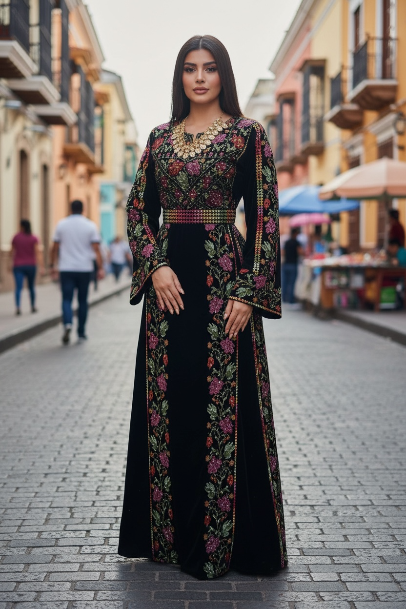 Black Velvet Bloom Stunning Thoub