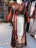 Beige Shade Traditional Malacca Embroidered Palestinian Fellahi Thobe