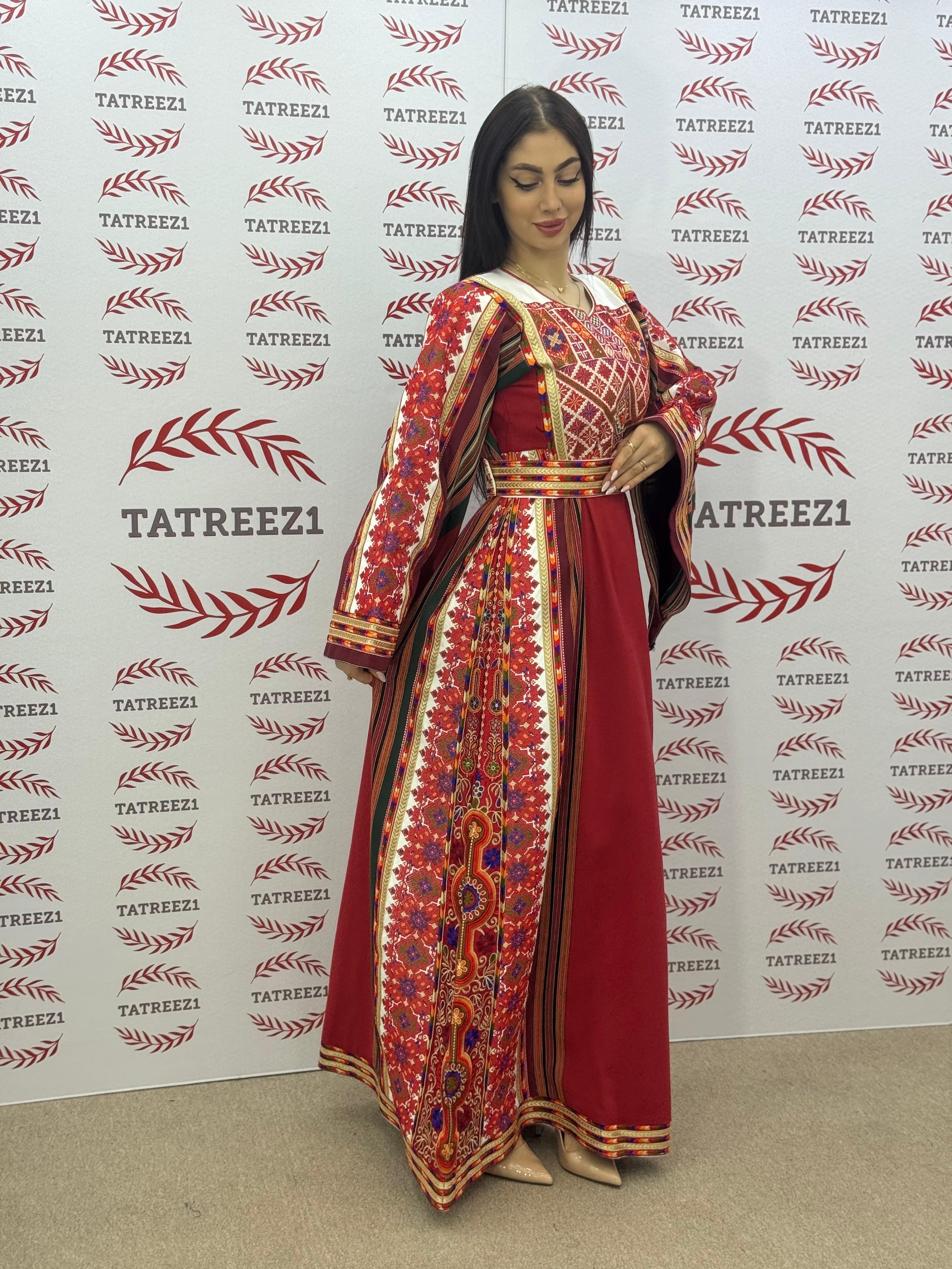 Majdalway Maroon  Embroidered Palestinian Fellahi Thobe