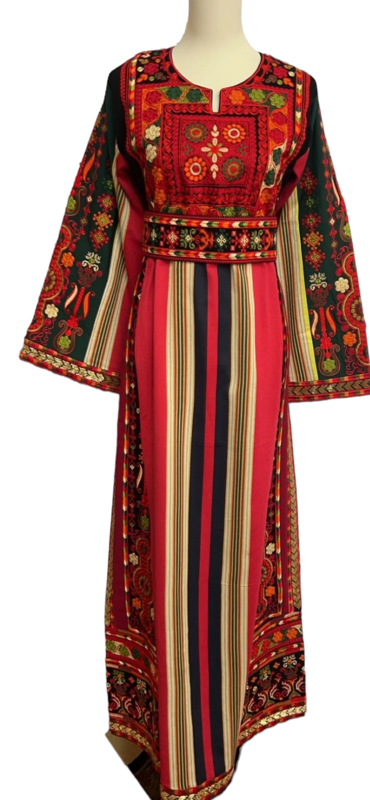 Multicolor Majdalway Embroidered Palestinian Fellahi Thobe