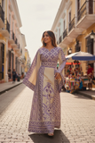 Absolutely Stunning Purple Embroidered Palestinian Fellahi Thobe With Matching Headpiece