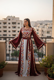 Maroon Floral Embroidery Silk Fashion Dress