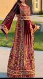 Beautiful Maroon Velvet Embroidery Stone Thoub