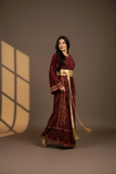 Maroon Velvet Golden Embroidery Thoub