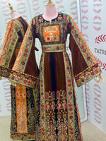 Load image into Gallery viewer, New Collection Orange Jennah wnar Malacca Thoub Silk Velvet  Embroidery Thoub come with Belt
