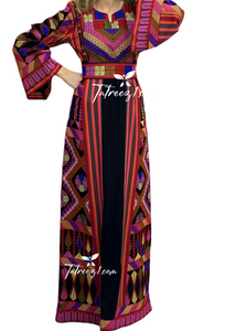 Majdalawy Black Multicolored Embroidered Palestinian Fellahi Thobe