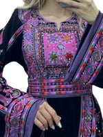 Load image into Gallery viewer, Purple &amp; Black Traditional  Thoub Embroidery With  Reversible Belt
