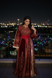 Th Maroon Velvet Malacca Embroidered Palestinian Fellahi Thobe