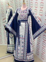 Load image into Gallery viewer, Dark Blue Embroidery Traditional Palestinian Thobe Machine Made
