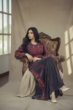 Load image into Gallery viewer, Velvet Gray Simple Elegant Embroidered Dress
