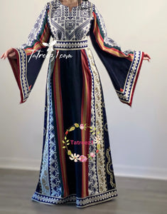 Majdalway Navy Embroidered Palestinian Fellahi Thobe