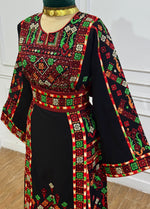 Load image into Gallery viewer, Elegant Black Thobe with Colorful Geometric Embroidery
