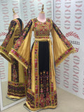 Luxury Embroidery  Golden Traditional Palestinian Thobe Machine Made