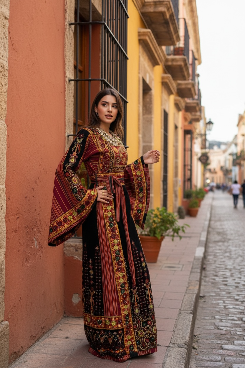 Velvet Jennah wnar Thoub Embroidery Thoub come with Embroidery Belt