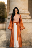 Orange Burnt Embroidery Silk Dress
