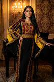 Golden Threads Black Twilight Traditional Thobe with Wide Sleeves