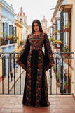 Black Bloom Stunning Golden Embroidery Thoub