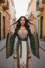 Charger l'image dans la galerie, Jacquard-Embroidered Palestinian Thobe Featuring Wide Sleeves
