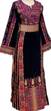 Black Silk Velvet Tradtional  Stoned Embroidered Palestinian Fellahi Thobe