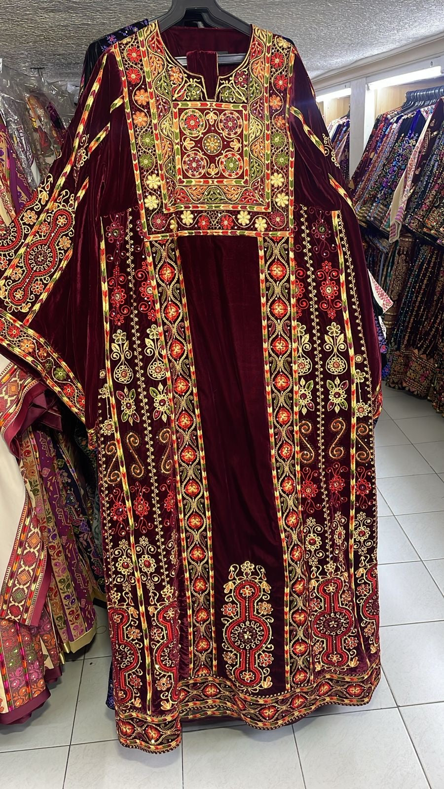 Maroon Velvet Stunning Thoub