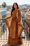 Orange Burnt The Glow Thoub Palestinian Featuring Wide Sleeve