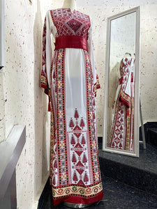 Traditional  Embroidery Stone Thobe with Matching Embroidery Reversible Belt