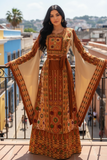 Orange Burnt The Glow Thoub Palestinian Featuring Wide Sleeve