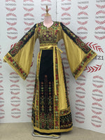 Load image into Gallery viewer, Velvet Black Palestinian Tatreez Thobe Heritage Elegance Embroidered Dress
