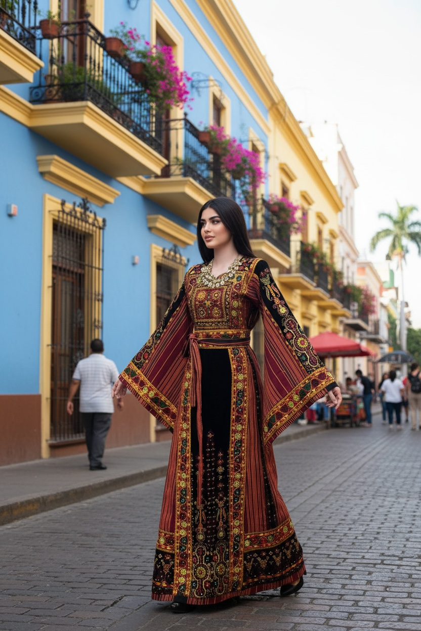 Velvet Jennah wnar Thoub Embroidery Thoub come with Embroidery Belt