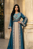 Blue Embroidery Silk Dress