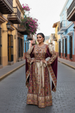 Embroidered Palestinian Thobe Featuring Wide Sleeve