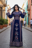 Blue Velvet Embroidery Palestinian Fellahi Thobe