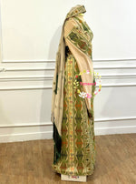 Load image into Gallery viewer, Green Embroidery Traditional Palestinian Beige Thobe Machine Made with Matching Head Scarf
