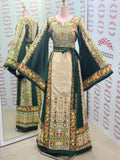 The Green & Cream Palestinian Tatreez Thobe Heritage Elegance Embroidered Dress