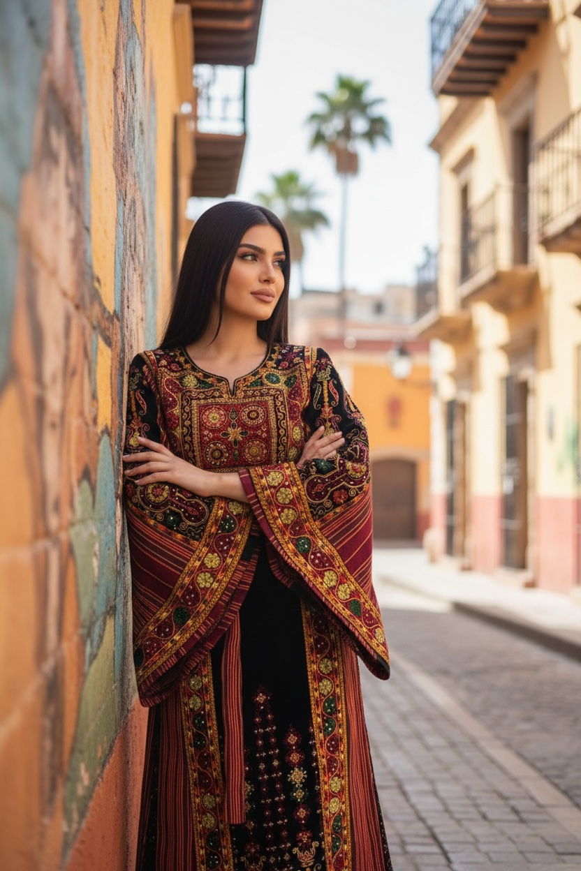 Velvet Jennah wnar Thoub Embroidery Thoub come with Embroidery Belt