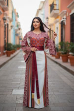 Load image into Gallery viewer, Majdalway Embroidered Palestinian Fellahi Thobe
